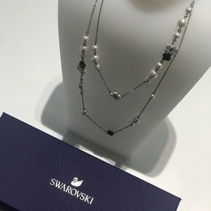 Swarovski crystal long strand flower necklace